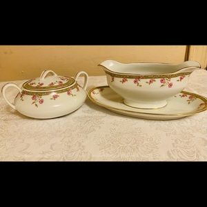 Union T Gravy Boat & Saucer, Sugar Bowl & Lid